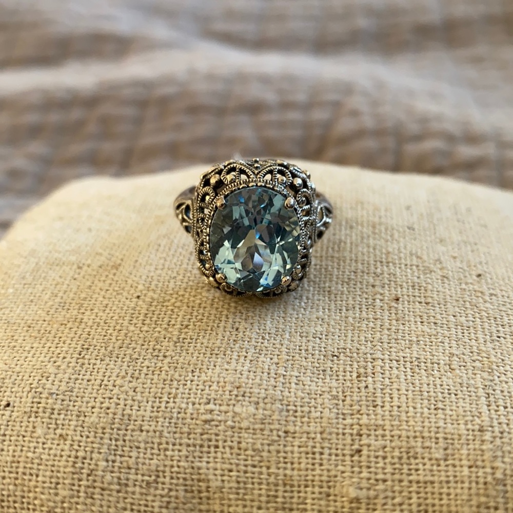 Blue and Silver Ring Size 7